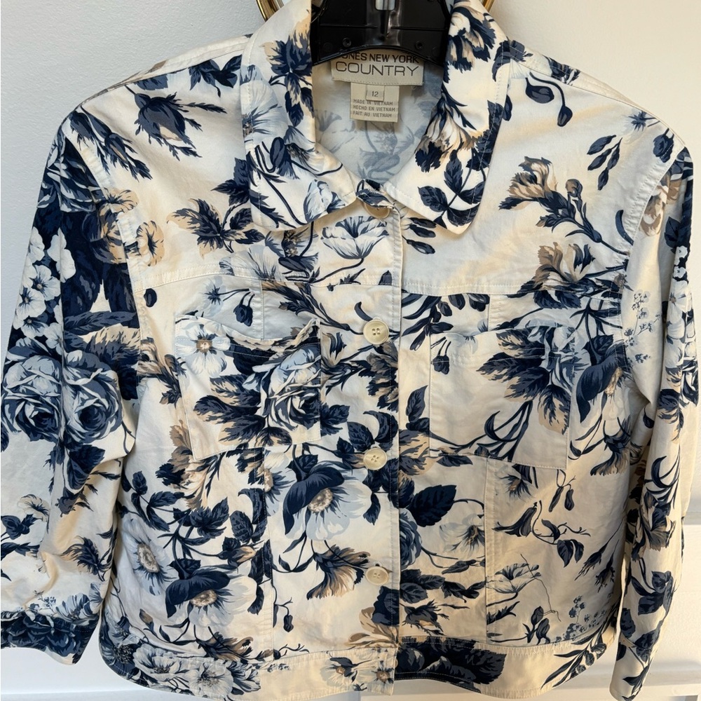Jones NY Country Floral Button-Up Jacket